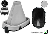 WHITE REAL LEATHER MANUAL GEAR GAITER + FRAME FOR NISSAN MICRA K12 2006-2010