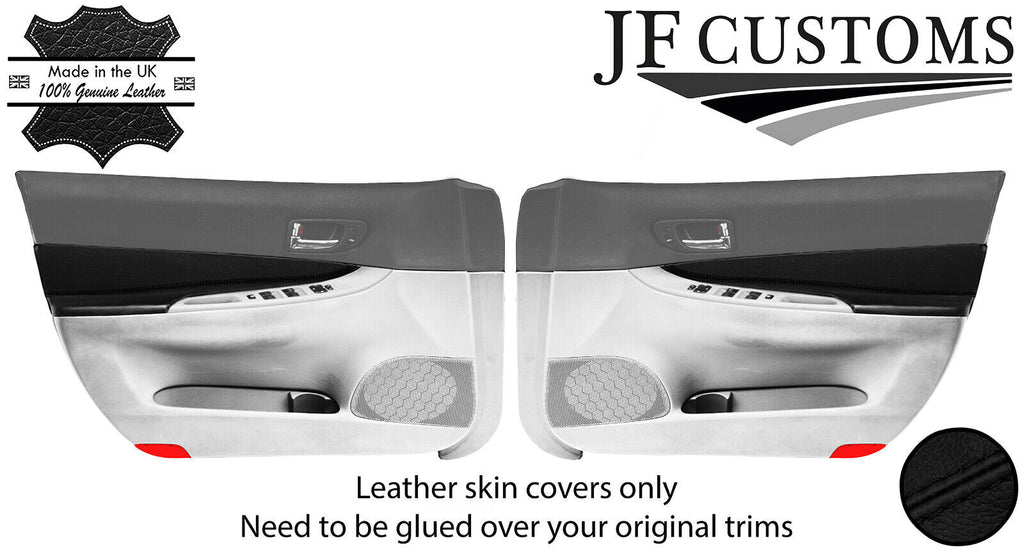 BLACK  STITCH ITALIAN LEATHER 2X FRONT DOOR INSERTS COVERS FOR MAZDA 6 02-05