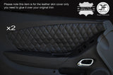 BLACK DIAMOND STITCH 2X FRONT DOOR CARD INSERT LEATHER COVERS FITS CAMARO 10-15