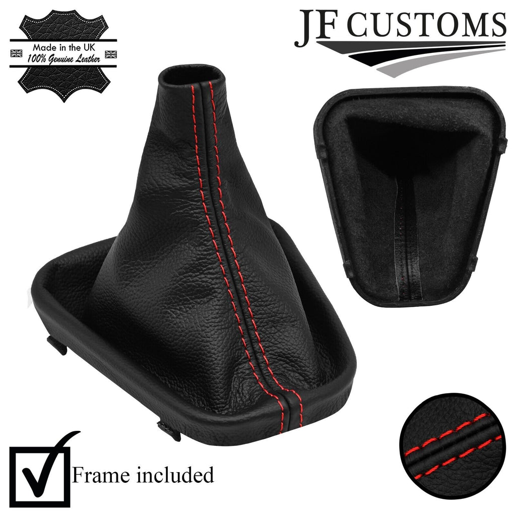 FOR BMW Z3 JFM 97-02 RED STITCH LEATHER MANUAL GEAR GAITER + PLASTIC FRAME