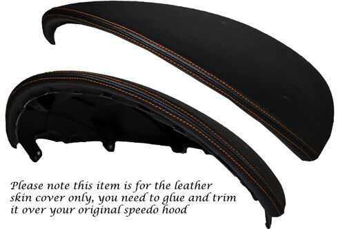 ORANGE STITCH SPEEDO HOOD LEATHER COVER FITS FIAT PUNTO GRANDE ABARTH EVO 10-14