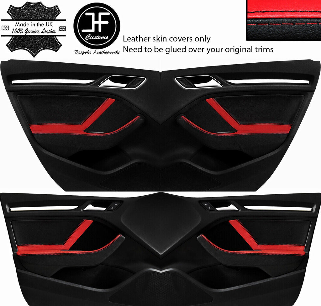 BLACK&RED 4X DOOR CARD TRIM&HANDLE ARMREST COVERS FOR AUDI A3 13-19 5DR DSG2