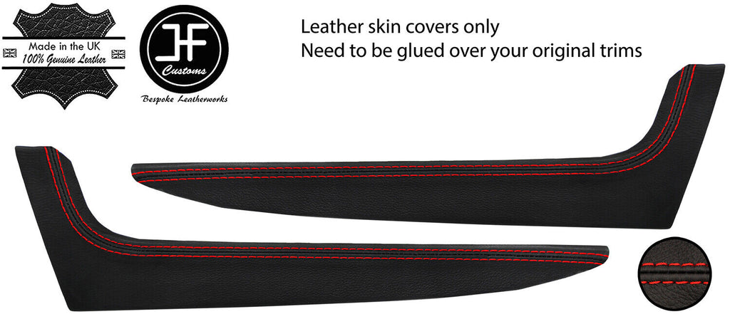 RED  STITCH 2X DOOR POCKET TRIM LEATHER COVERS FITS SMART ROADSTER 452 03-05
