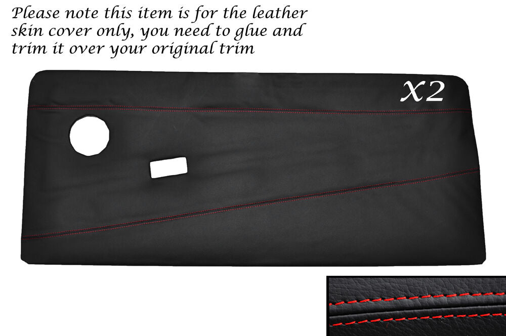 RED STITCH 2X DOOR CARDS LEATHER SKIN COVERS FITS ALFA ROMEO ALFASUD SERIES 3