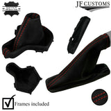 RED STITCH GEAR+HANDBRAKE+PLASTIC FRAMES FOR FREELANDER LR2 AUTOMATIC CUSTOM NEW