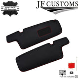 RED CROSS STITCH ITALIAN LEATHER 2X SUN VISOR COVERS FOR BMW E30 81-92 JF1