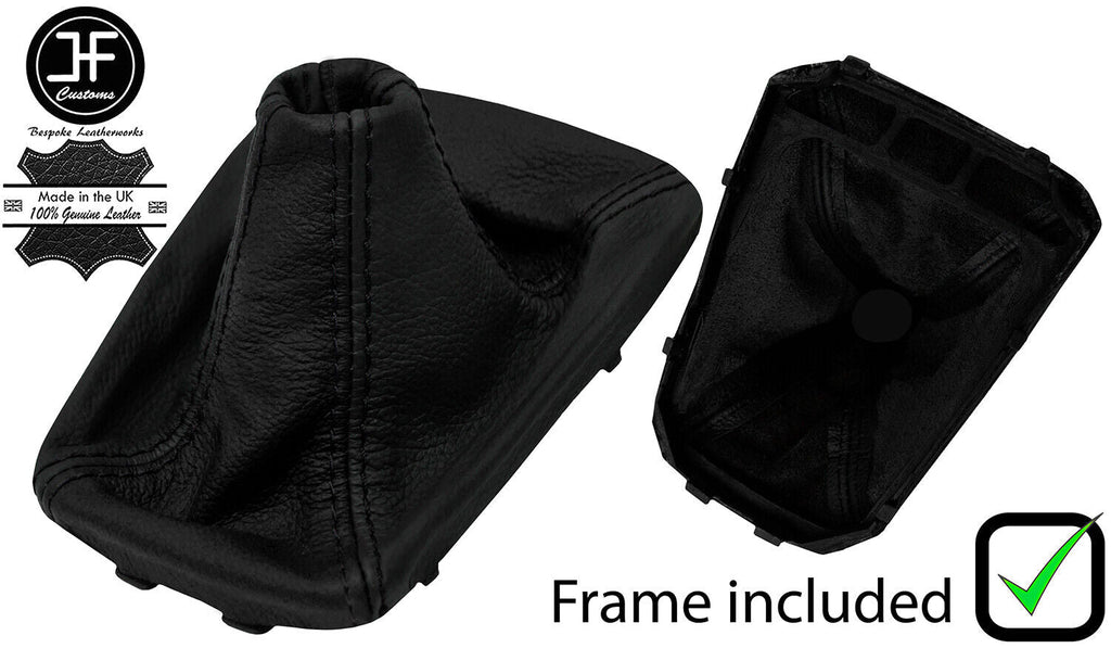 BLACK & BLACK LEATHER GEAR GAITER + PLASTIC FRAME FITS FORD FOCUS 2018-2020