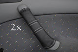 FITS SKODA OCTAVIA 2X DOOR HANDLE COVERS BLACK LEATHER white stitching