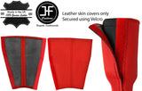 RED  REAL LEATHER 2X SEAT BELT STALK TALL COVERS FITS SMART ROADSTER 2003-2005