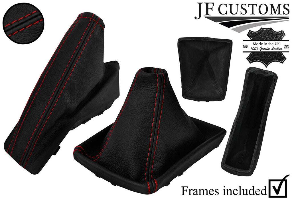 D RED STITCH LEATHER GEAR HANDBRAKE + FRAMES FOR VAUXHALL ASTRA MK5 AH H 04-09