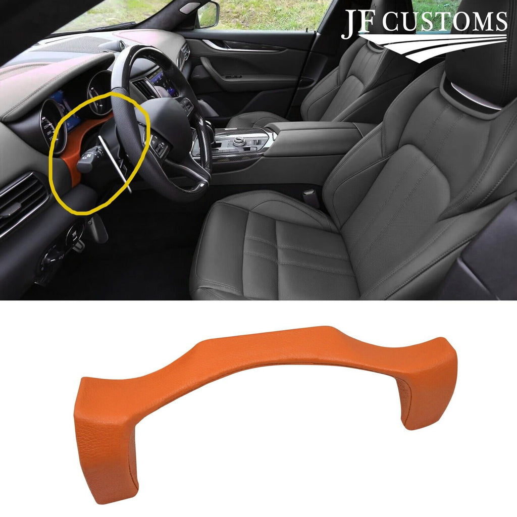 FOR MASERATI LEVANTE ORANGE LEATHER COVERED UPPER STEERING COLUMN TRIM + FRAME