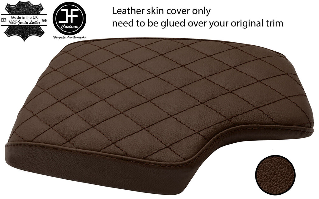 BROWN LEATHER DIAMOND STITCH ARMREST COVER FITS BMW 4 SERIES F32 F33 F82 F83