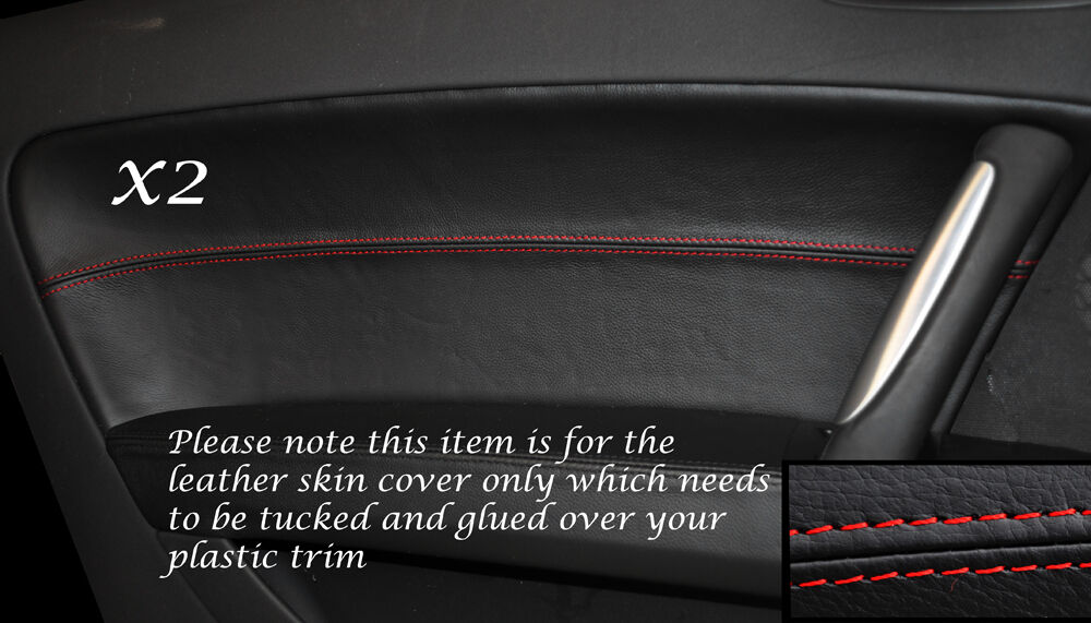 RED STITCHING 2X DOOR CARD LEATHER SKIN COVERS FITS AUDI TT MK2 2006-2014