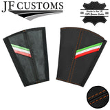 TAN STITCH ITALIAN STRIPE 2X SEAT BELT LONG COVER FITS ALFA ROMEO GIULIA 15-20