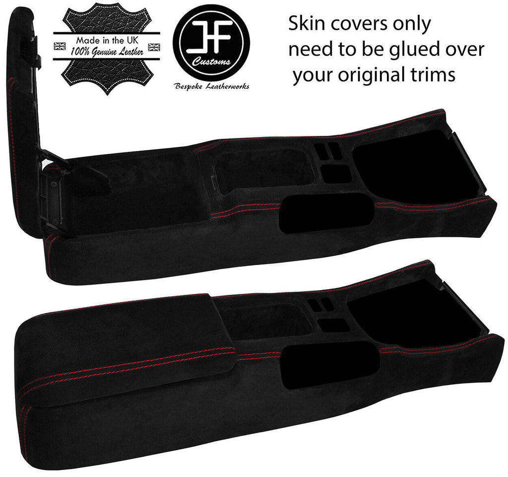 RED STITCH CENTRE CONSOLE & ARMREST SUEDE COVERS FITS NISSAN S14 SILVA 94-98