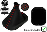 RED STITCH LEATHER MANUAL GEAR GAITER+PLASTIC FRAME FITS JEEP RENEGADE 14-20