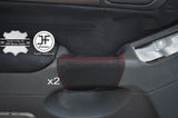 RED STITCH 2X FRONT DOOR HANDLE LEATHER COVERS FITS TOYOTA LAND CRUISER J120