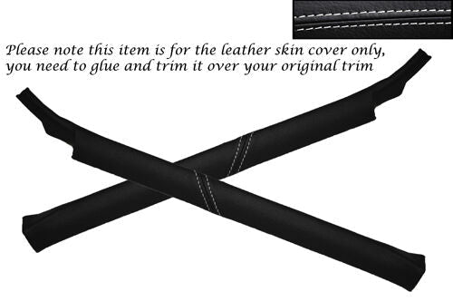 WHITE STITCH FITS LAND ROVER DEFENDER 90 110 83-06 2X A POST PILLAR COVERS ONLY