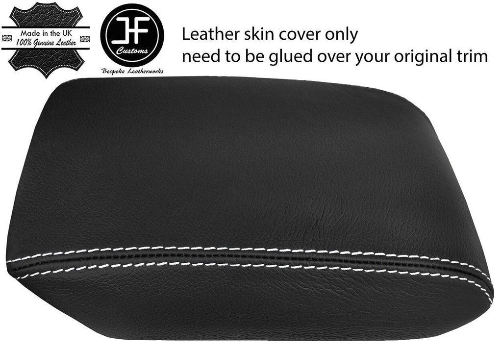WHITE STITCHING SLIDING ARMREST LID REAL LEATHER COVER FOR AUDI A4 B8 2008-2015