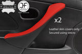 BLACK & RED DOOR HANDLE REAL LEATHER COVER FITS MAZDA MX5 MK2 MIATA 2.5 01-05