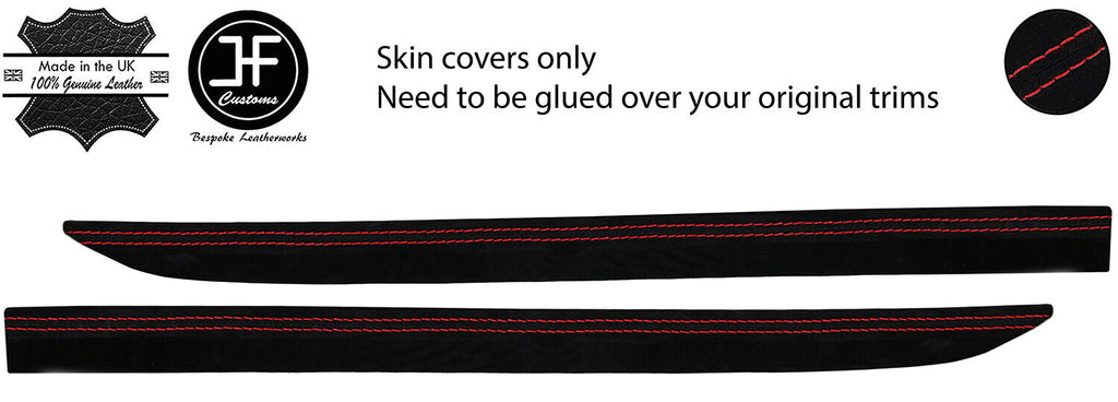 RED STITCHING 2X A PILLAR SUEDE COVERS FOR SMART FORTWO 450 1998-2007 CUSTOM NEW