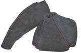 FITS GEAR  HANDBRAKE GAITER GREY SUEDE FITS MAZDA MIATA MX5 MK1 RED STITCH