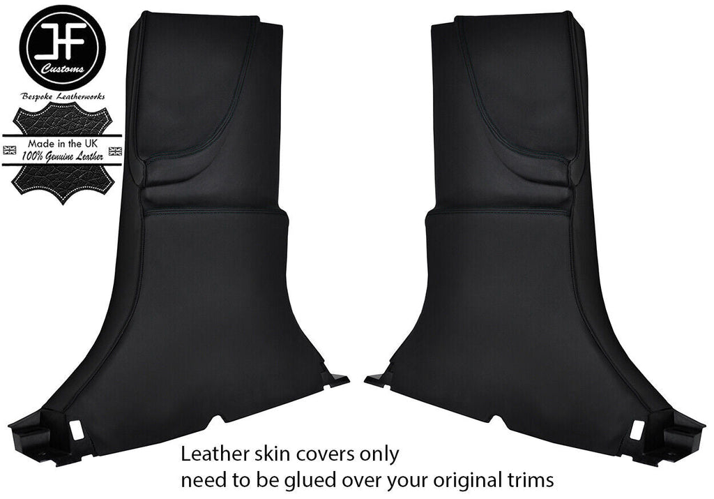BLACK STITCH 2X FULL LOWER B PILLAR NAPPA LEATHER COVER FOR TESLA MODEL S 12-16