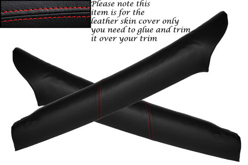 RED STITCH FITS SAAB 95 9-5 06-10 2X WINDSCREEN PILLAR LEATHER SKIN COVERS ONLY