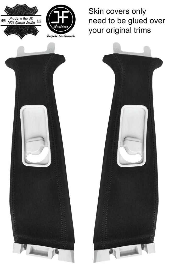 BLACK STITCH 2X UPPER B POST PILLAR SUEDE COVERS FITS DISCOVERY 4 2009-2016
