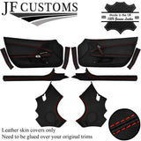 RED STITCH LEATHER COVERS FOR CORVETTE C6 05-13 INTERIOR DOOR RECOVERY KIT