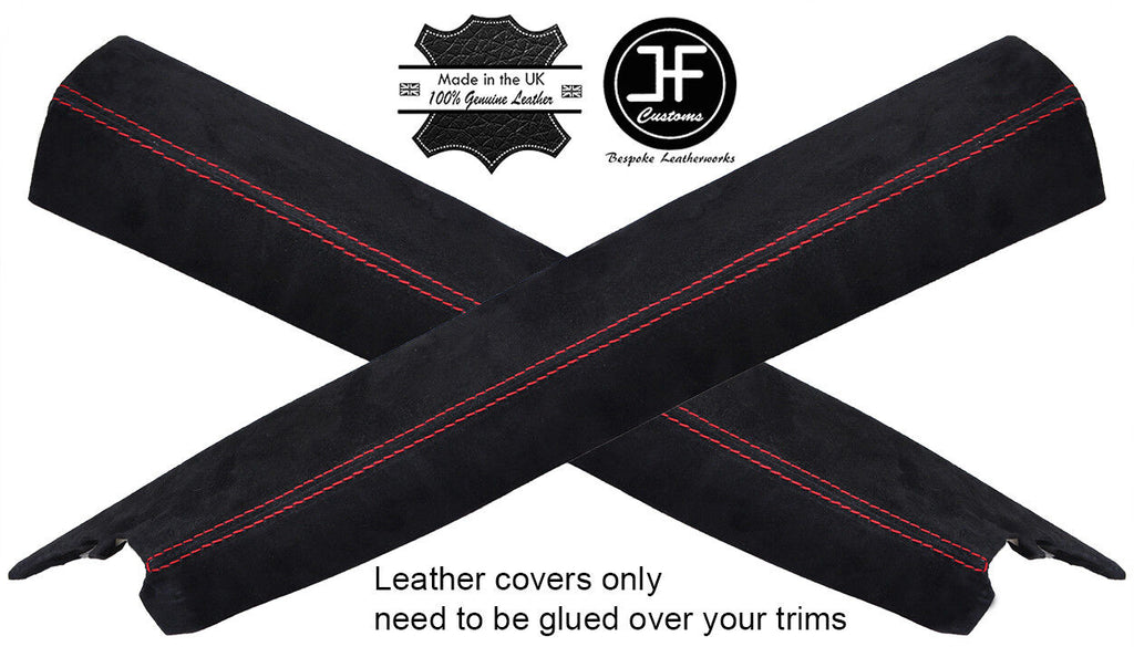 RED STITCH 2X A PILLAR REAL SUEDE COVERS FITS PEUGEOT RCZ 2010-2016 CUSTOM NEW