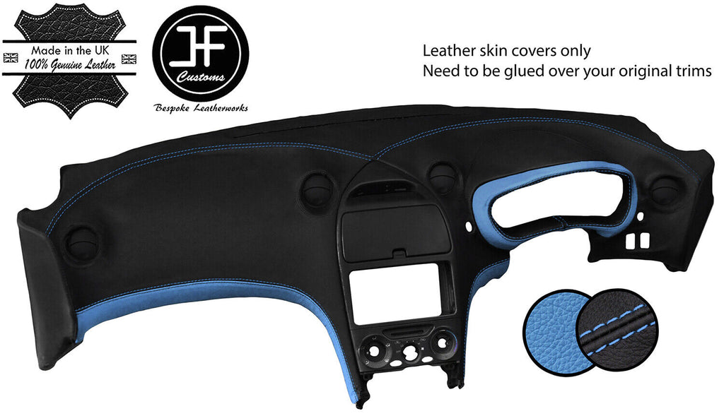 BLACK BLUE  REAL LEATHER DASH DASHBOARD COVER FITS TOYOTA CELICA MK7 1999-2006