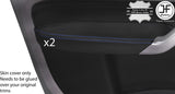 BLUE STITCH 2X FRONT DOOR ARMREST LEATHER COVERS FOR VW CADDY MK3 2005-2015