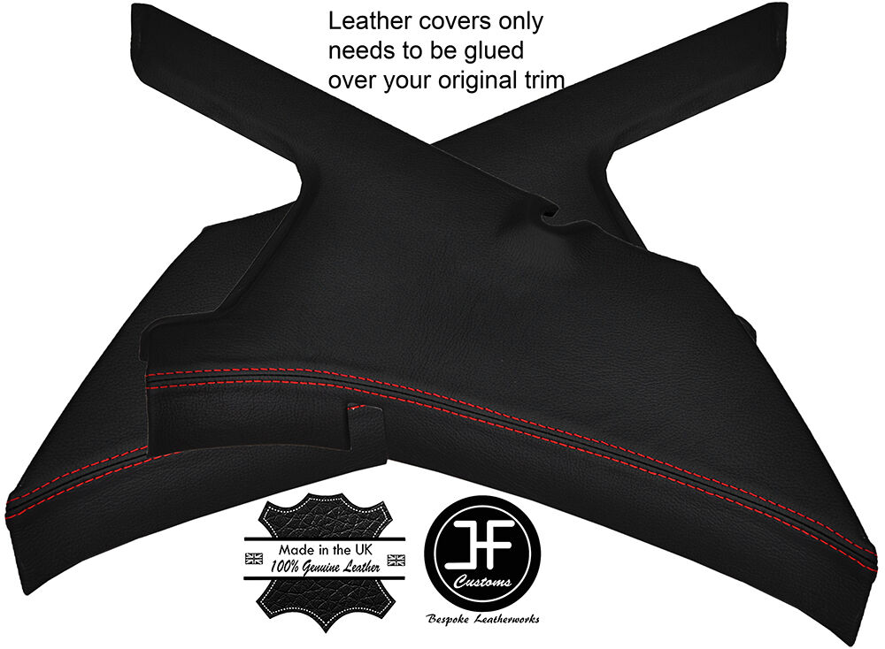 RED STITCH 2X REAR C PILLAR LEATHER COVERS FITS CITROEN SAXO 96-04 3 DOOR