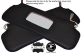 BLUE STITCHING 2X SUN VISORS LEATHER COVERS FITS RELIANT ROBIN CUSTOM NEW