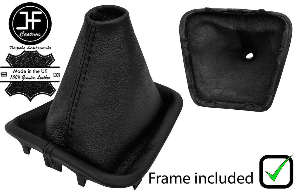 BLACK STITCH LEATHER MANUAL GEAR GAITER+PLASTIC FRAME FITS RENAULT LAGUNA 01-07