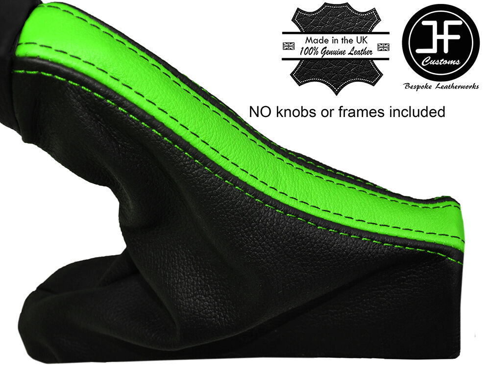 BLACK & GREN LEATHER HANDBRAKE GAITER E BRAKE BOOT FITS FORD MUSTANG 2015-2017