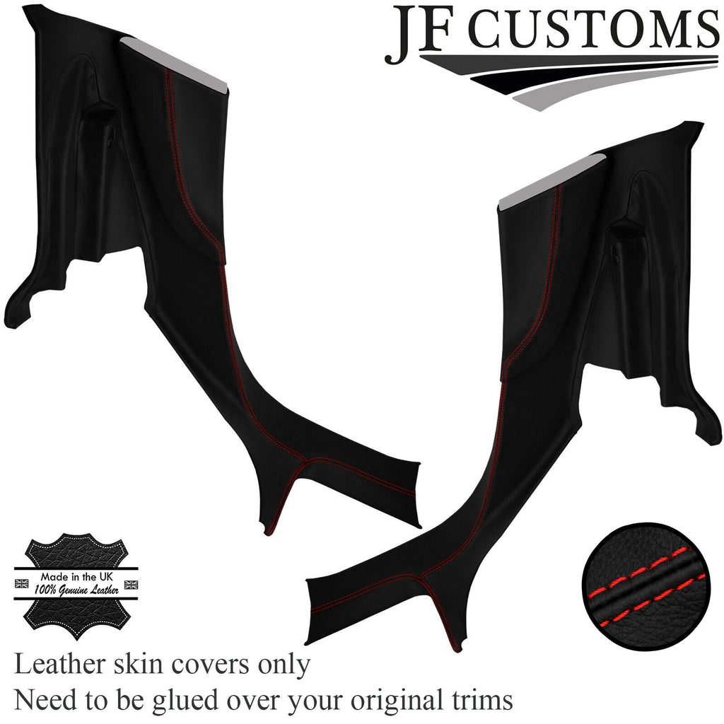 RED STITCH LEATHER  2X REAR BOOT SIDE TRIM COVERS FITS TESLA MODEL S 12-21