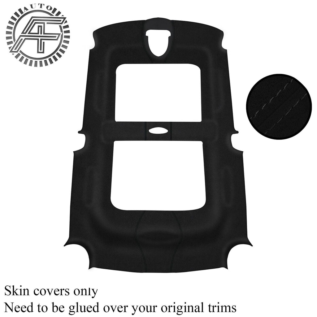 BLACK STITCH LUXE SUEDE HEADLINER COVER FITS MINI COOPER R56 07-14 CUSTOM NEW