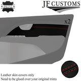 D RED STITCH ITALIAN LEATHER 2X FRONT DOOR CARD TRIM COVER FOR VOLVO S80 07-16