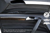 BLACK STITCH 2X FRONT DOOR CARD TRIM LEATHER COVERS FITS AUDI Q7 4L 2006-2015