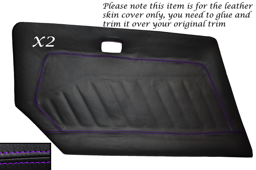 PURPLE STITCH 2X DOOR CARD LEATHER SKIN COVER FITS DATSUN 240Z 260Z 280Z