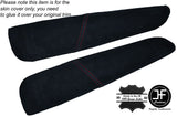 RED STICH 2X FRONT DOOR ARMREST SUEDE COVERS FITS BMW E46 CONVERTIBLE & COUPE