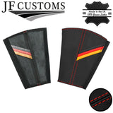 RED STITCH GERMAN STRIPE 2X SEAT BELT LONG COVER FOR AUDI A5 2016-2020