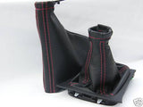 FITS CORSA C SET OF GAITERS BLACK LEATHER RED STITCH CUSTOM NEW MADE IN UK