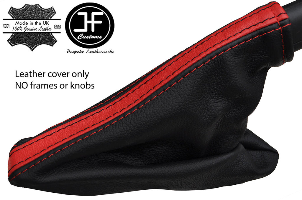 BLACK & RED STRIPE LEATHER HANDBRAKE GAITER FOR VAUXHALL OPEL ASTRA K MK7 16+