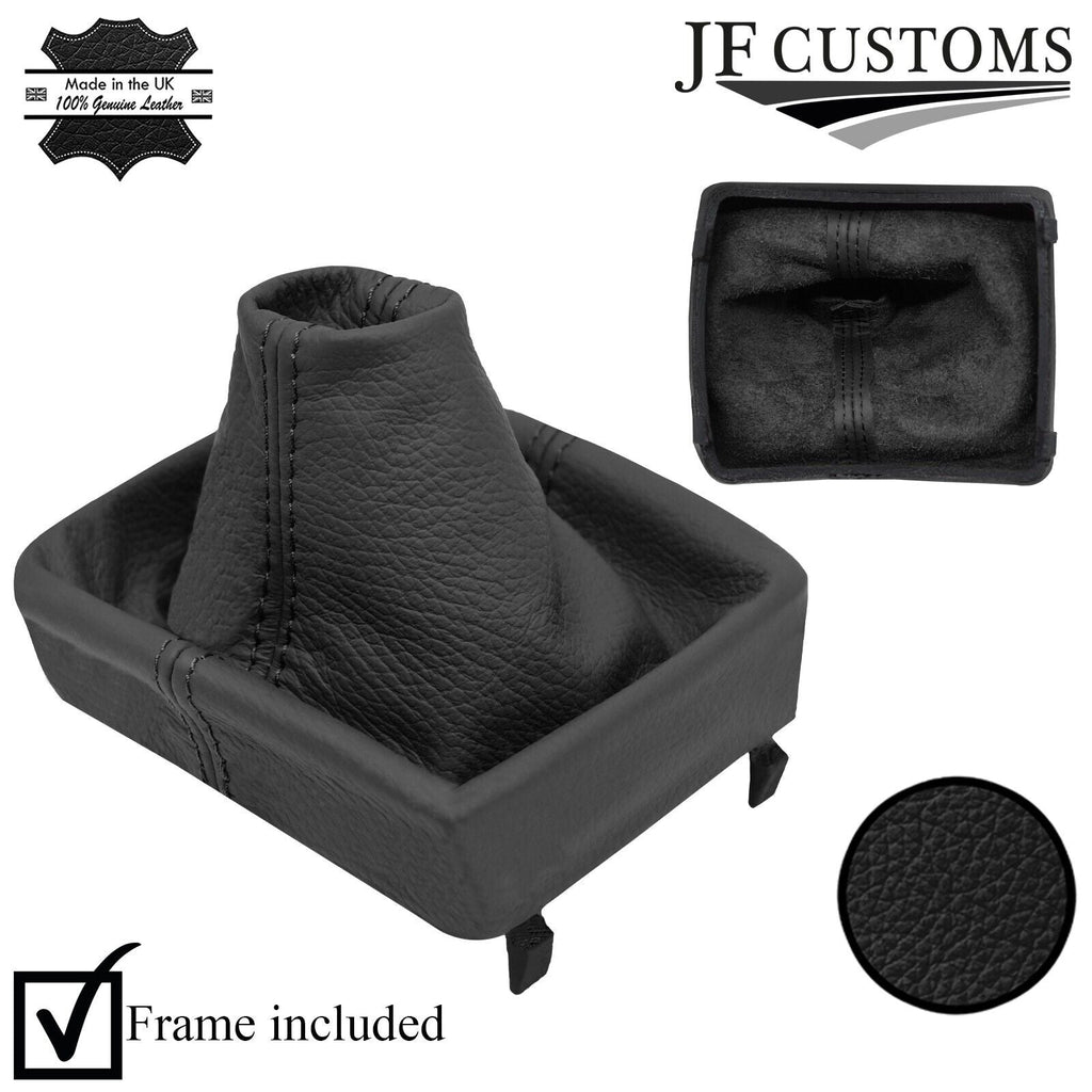 BLACK LEATHER MANUAL GEAR GAITER+FRAME FITS VW POLO 9N MK4 2005-2009 CUSTOM NEW