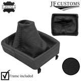 BLACK LEATHER MANUAL GEAR GAITER+FRAME FITS VW POLO 9N MK4 2005-2009 CUSTOM NEW