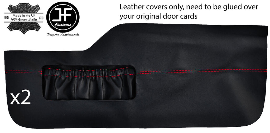 RED STITCH 2X FRONT LOWER DOOR CARD TRIM LEATHER COVERS FITS VW TYPE 3 T3