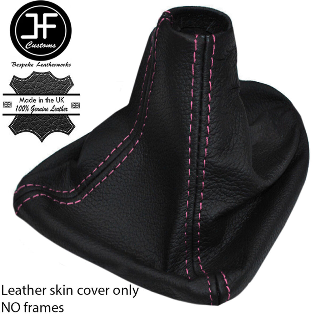 PINK STITCHING REAL LEATHER GEAR GAITER COVER FITS SEAT LEON MK2 2005-2012